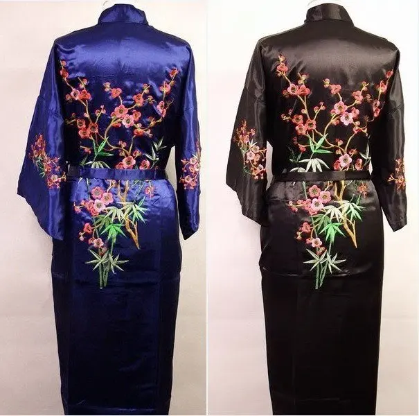 

New Chinese Men's Satin Polyester Embroidery Robe Kimono Gown S M L XL XXL XXXL Free Shipping S-38