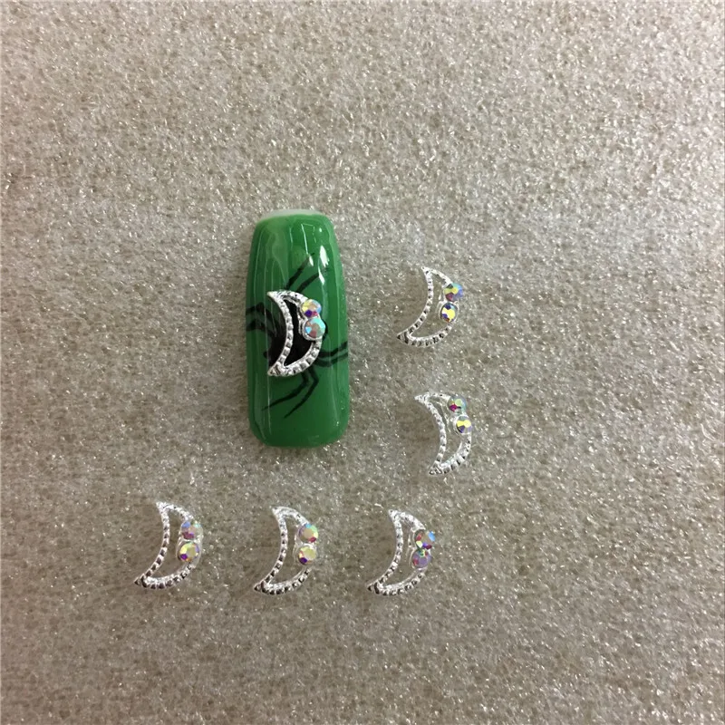 10 шт./пакет ногтей сплава ювелирных изделий из серебра со сверкающими