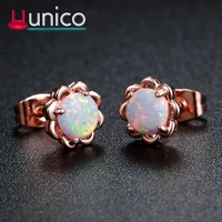 uunico 2018 hot australian gem stud earrings floral creative earrings aaa zricon earring for women rose gold color for party