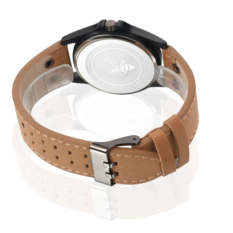 Новинка 2018 Бизнес Кварцевые часы мужские спортивные военные армейские с кожаным