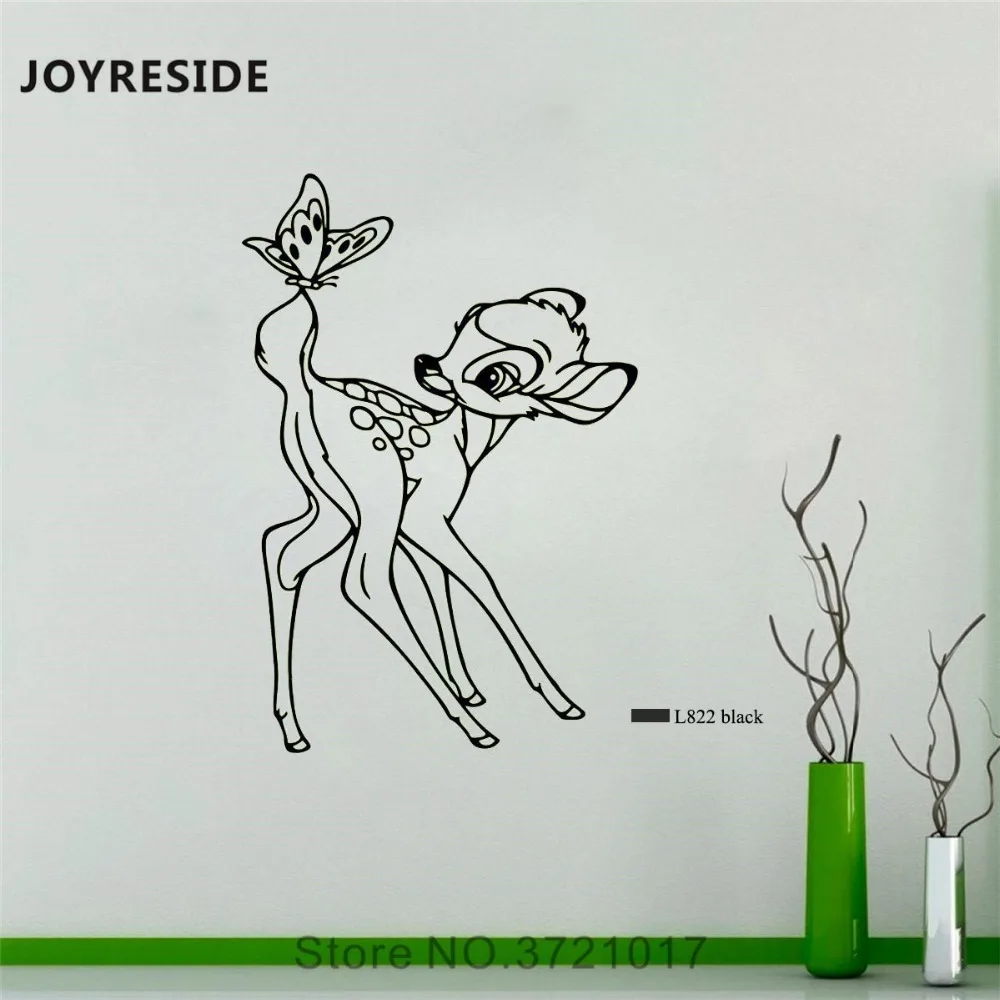 Виниловые наклейки joyestebe Bambi на стену в виде оленя бабочки для детской спальни