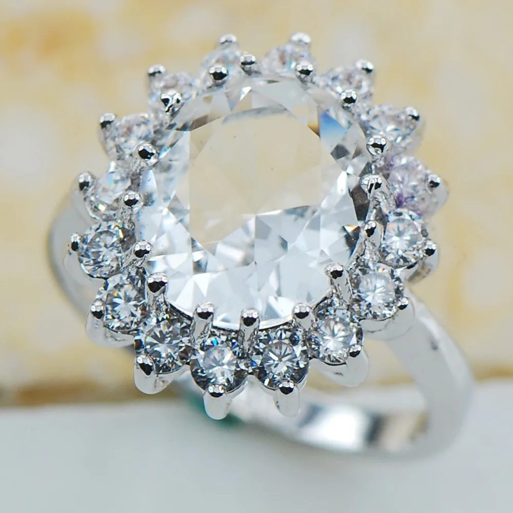 

White Crystal Zircon 925 Sterling Silver Top Quality Fancy Jewelry wedding Ring Size 5 6 7 8 9 10 11 F1176