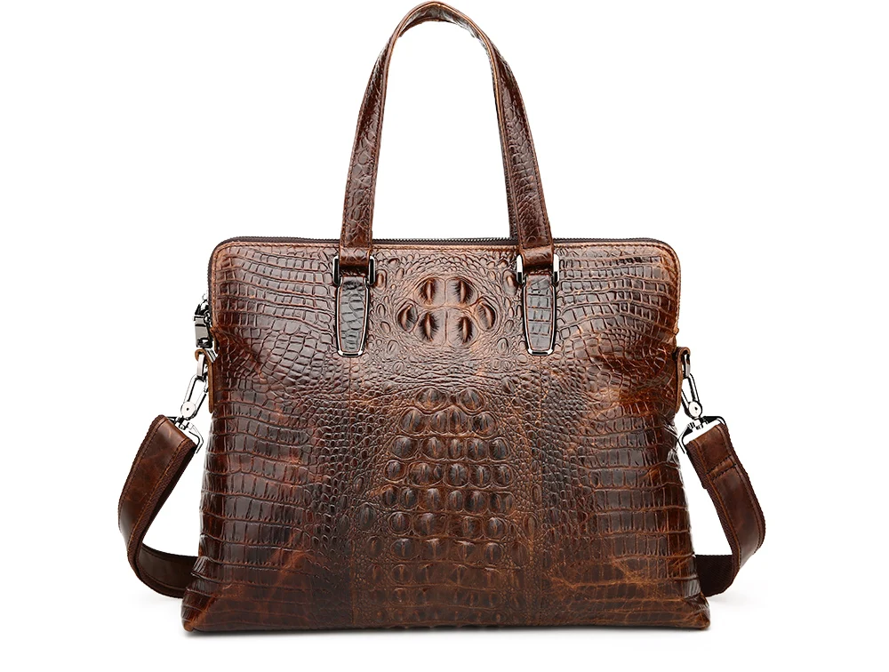 

Nesitu Alligator Pattern Vintage Real Skin Genuine Leather Men Messenger Bags Cowhide Man Briefcase Portfolio #M1230