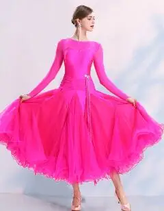 rose red Стандартные Бальные платья для женщин дизайн Танго Вальс танцевальная юбка для взрослых бальные соревнования танцевальное платье - Цвет: rose red
