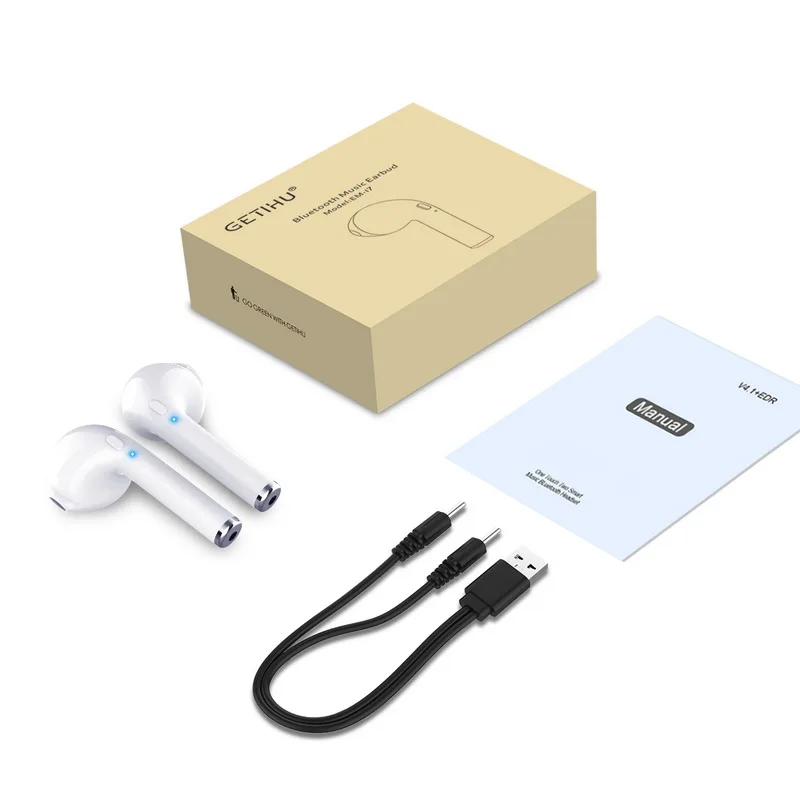 GETIHU мини Близнецы Bluetooth спортивные наушники стерео наушники вкладыши беспроводные наушники гарнитура для Samsung для iPhone - Цвет: Only White Earphone