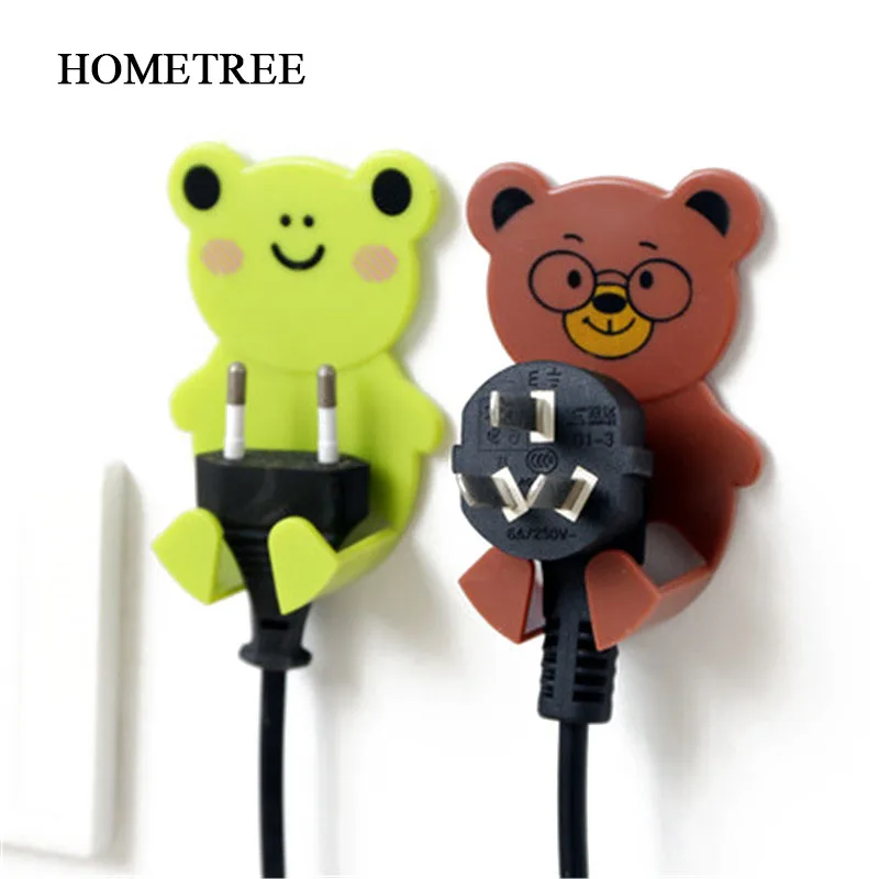 

HOMETREE 2Pc Cartoon Animal Electrical Plug Hook Decoration Shelf Key Ring Wall Hanger Rack Decorative Kitchen Plug Storage H807