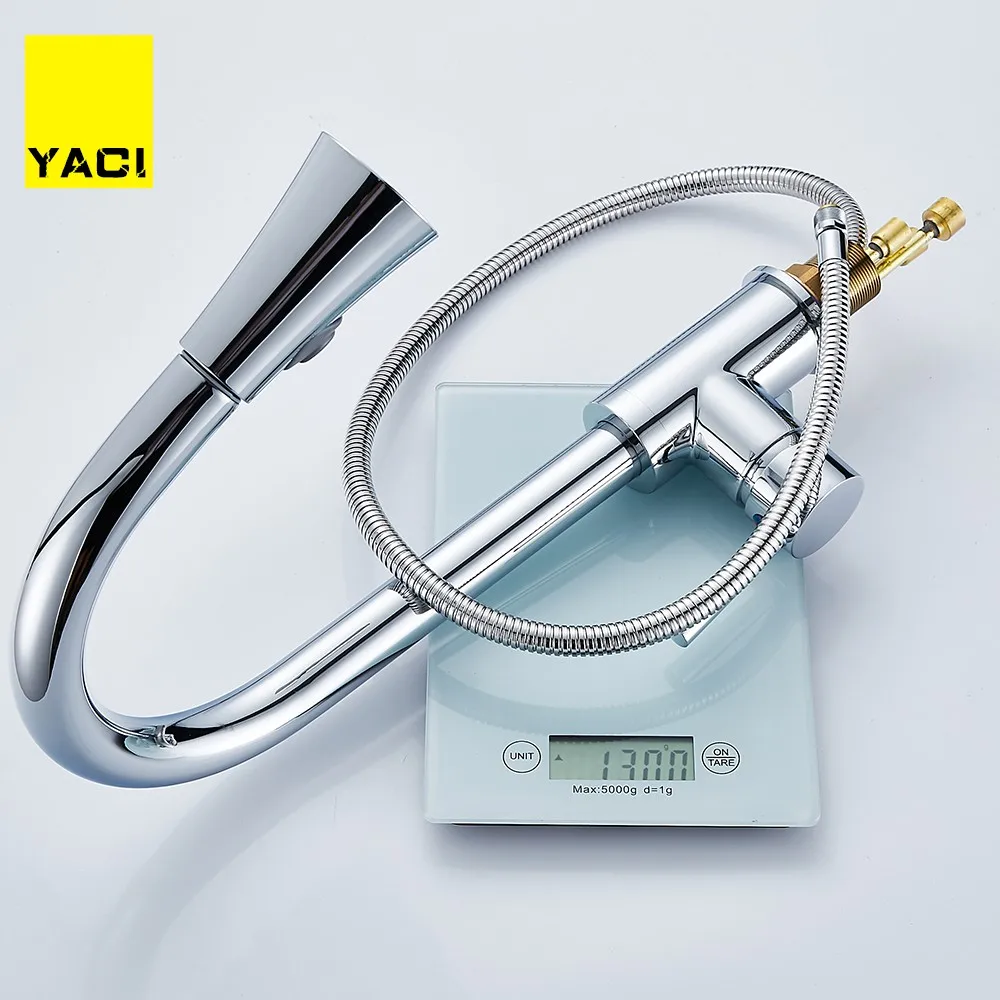 YACI 273 новый смеситель для кухни латунь никель Матовый кран раковины выдвижной 360