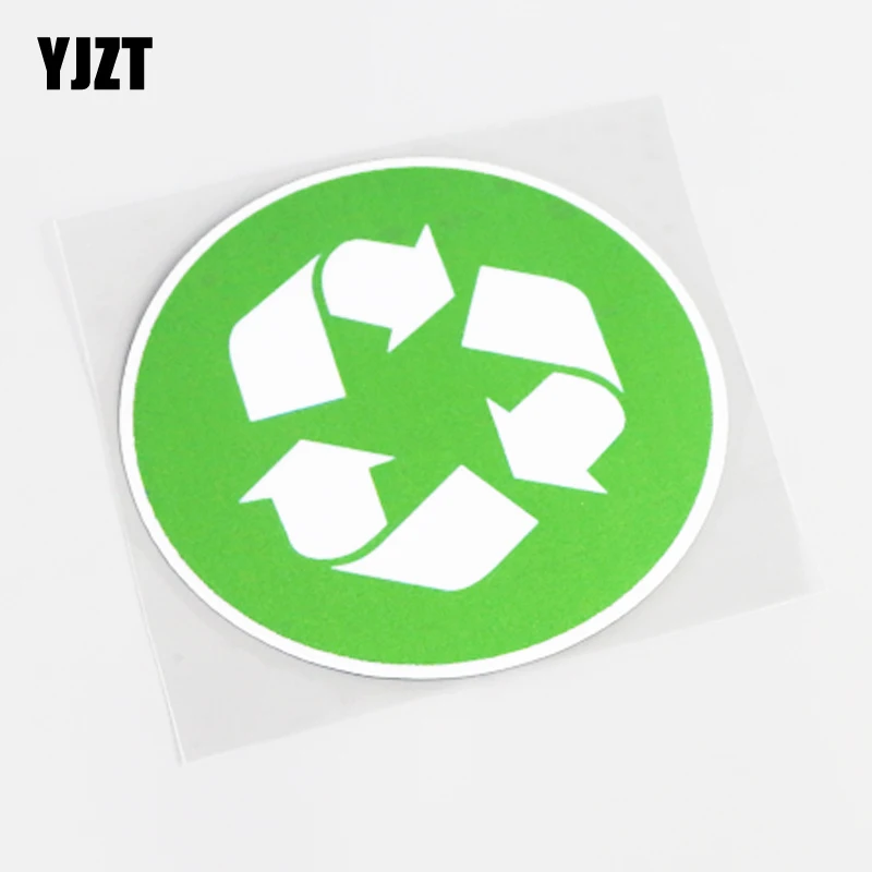 YJZT 10CM*10CM Fashion Reflective Green Warning Mark Recycling PVC Decal Car Sticker 13-0526 | Автомобили и мотоциклы