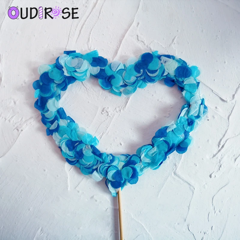 OUDIROSE 1 шт. розовый синий круглый конфетти Топпер для торта Love Baby Shower День рождения