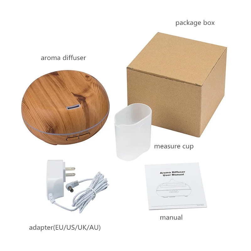 

RUINUOKAI 300ML Wood Grain Electric Aroma Diffuser Essential Oil Ultrasonic Humidifier Aromatherapy for Home with 7 Color Light