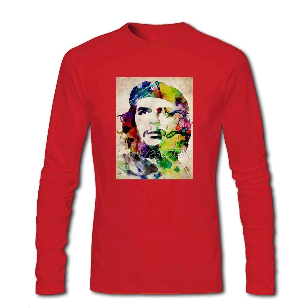 Цветная футболка Che Guevara с длинным рукавом на заказ, мужские футболки, хипстерские забавные хлопковые футболки для мальчиков - Цвет: Красный