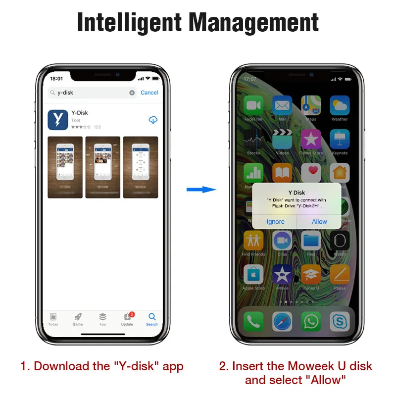 Moweek USB флеш накопитель для iphone Xs Max X 8 7 6 ipad карта памяти 16 ГБ 32 64 Гб 128 256 usb 2 0 Флешка