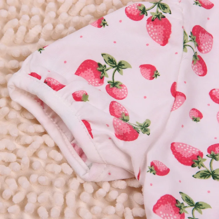 Женское летнее хлопковое платье с коротким рукавом и принтом клубники |