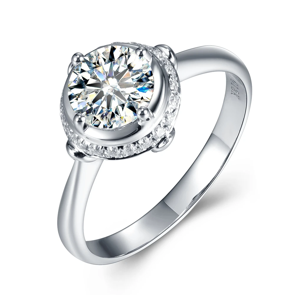 Halo 9 мм круглое 3 Ct цветное D F Moissanite кольцо Твердое 14K белое золото обручальное