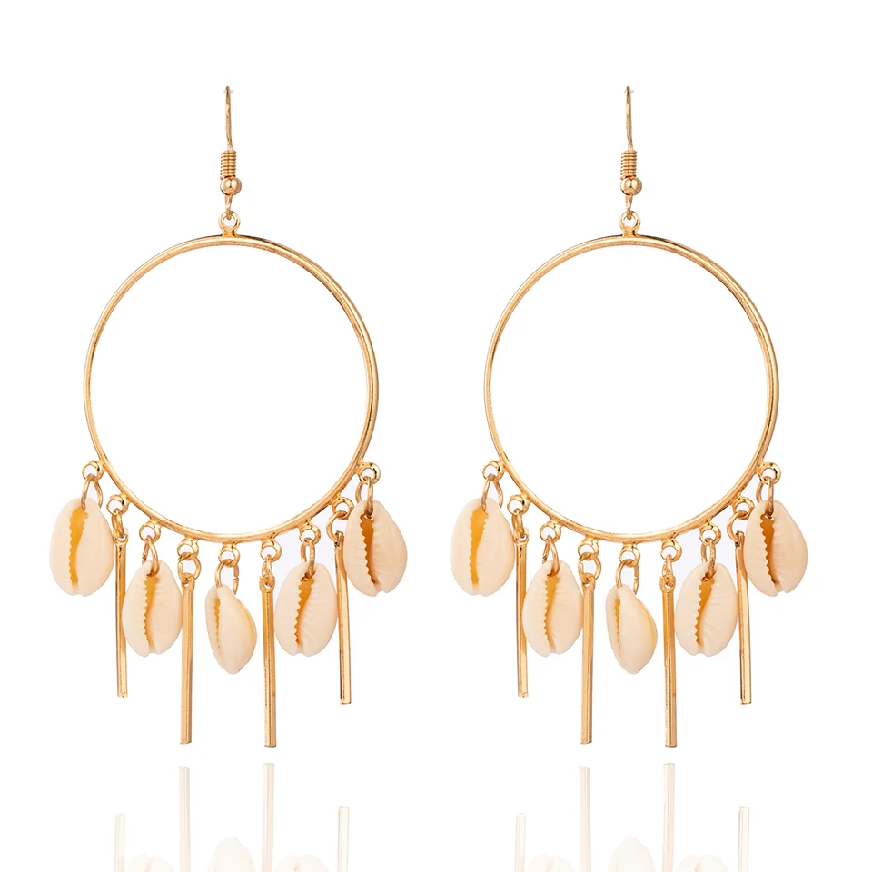 2019 Latest Fashion Earrings metal shaft pendant earrings natural shell bohemian women Gifts | Украшения и аксессуары