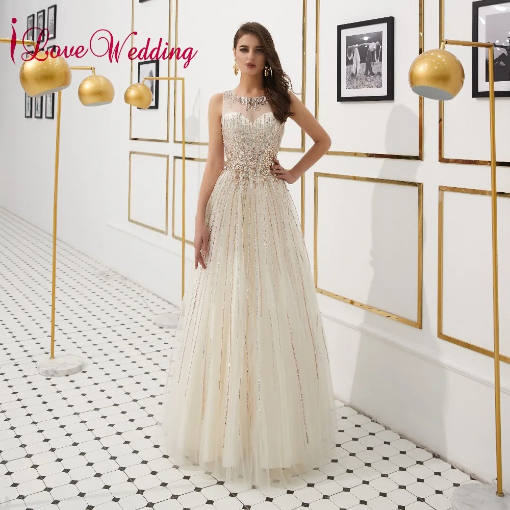 ILoveWedding Новое поступление тяжелый Бисер рукавами трапециевидной формы платье для
