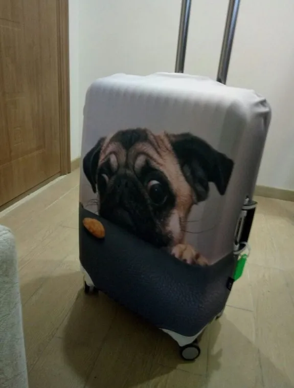 

FORUDESIGNS Thick Elastic Luggage Protective Covers For 18 20 22 24 26 28 inch Trunk Case Black Owl Puppy Travel Suitcase Cover