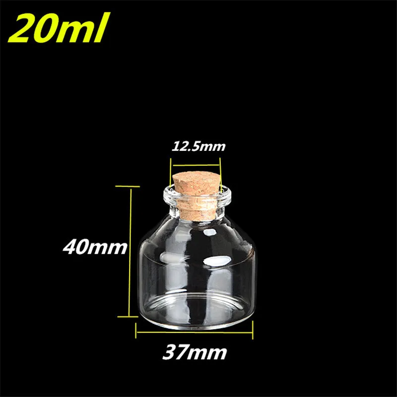 

12pcs 37x40x12.5mm Wishing Bottle Mini Glass Bottles With Cork Stopper Clear Glass Vials Charm DIY Glass Jars Containers