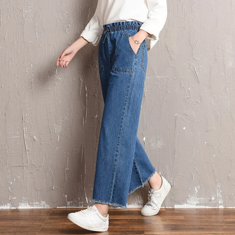 Брендовые брюки 2019 прямые джинсы с высокой талией женские хлопковые