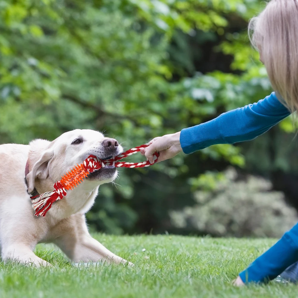 

Cotton Pet Dog Rope Chew Tug Toy Knot Bone Ball Shape Pets Palying Teeth Cleaning Toys For Small Medium Large Dogs 5 Types