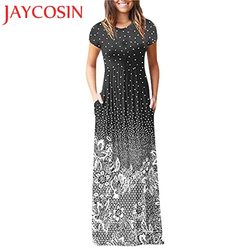 Новое поступление женское Повседневное платье макси с цветочным принтом и