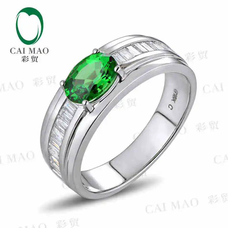 CaiMao 18KT/750 Белое золото 1 10 карат натуральный Tsavorite & 0 40 полная огранка алмаз