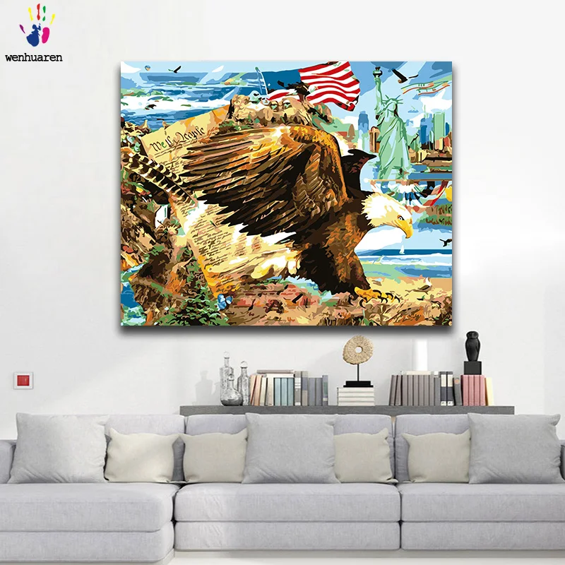 DIY раскраска краска по номерам Орел картины с комплекты 40x50 защелка | Дом и сад