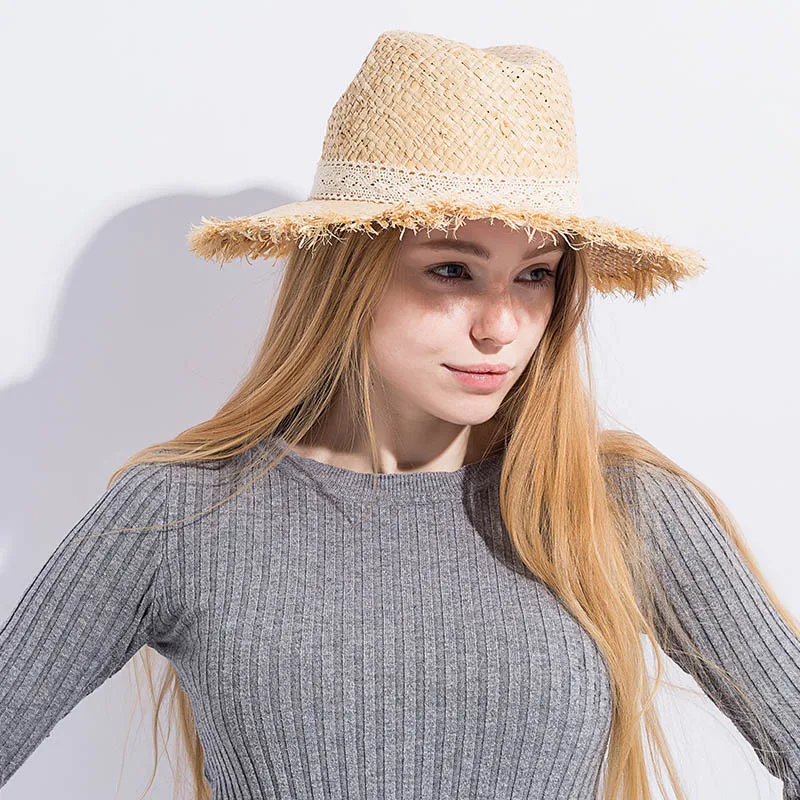 Соломенная шляпа Raffia для женщин пляжная путешествий на весну и лето от солнца