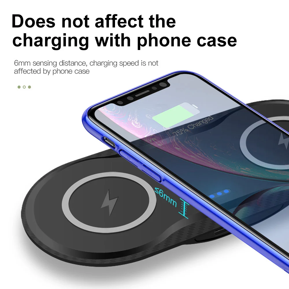 FDGAO двойное QI Беспроводное зарядное устройство для Samsung S8 S9 S10 Plus Note 10 9 настольная 5