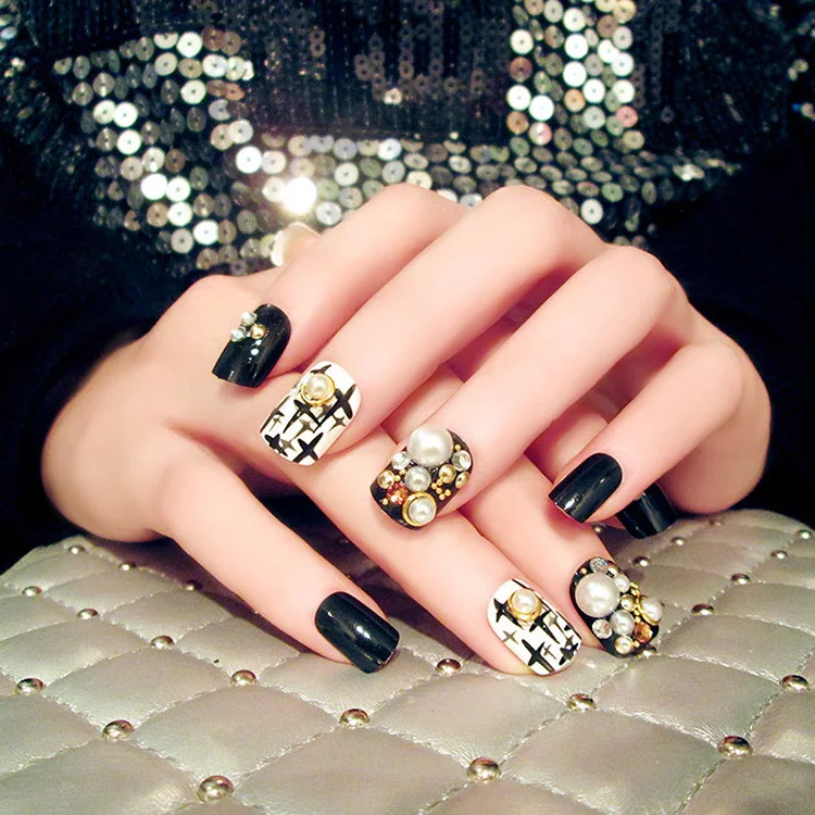 

24 шт., короткие Квадратные Заклепки/жемчужины/стразы с клеем