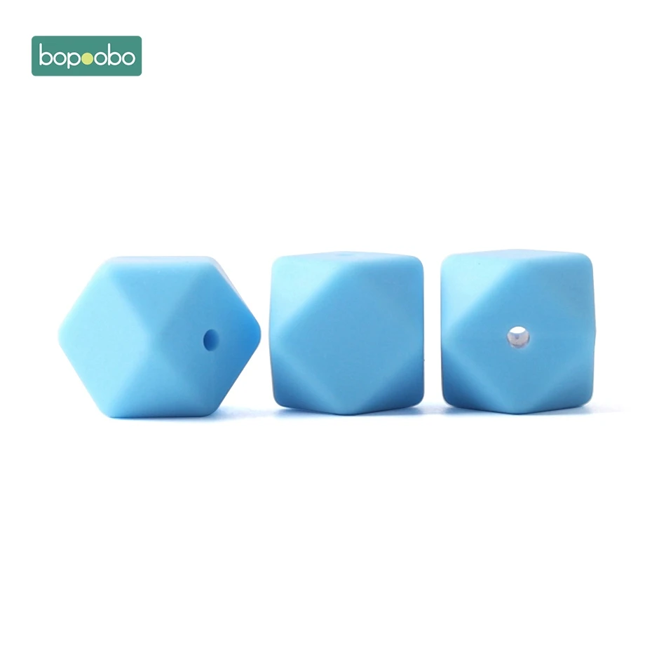 Sky Blue Bopoobo 17 мм силиконовые бусины для кормления аксессуары 10 шт. красочные силиконовые шестигранные бусины Монтессори игрушки Детские принадлежности для кормления - Цвет: Sky Blue