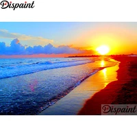 dispaint full squareround drill 5d diy diamond painting sunset beach scenery3d embroidery cross stitch home decor gift a12703