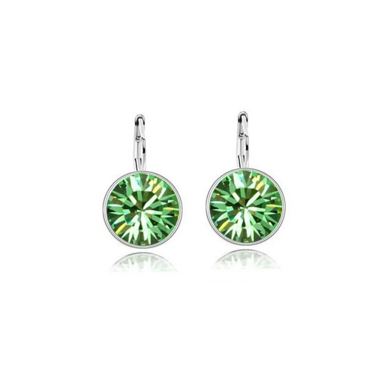 green OMH, купить 5 пар, 20% 9 цветов, 18 К, белое золото, австрийские кристаллы, модные хрустальные карамельные свисающие серьги,, EH164 - Окраска металла: green