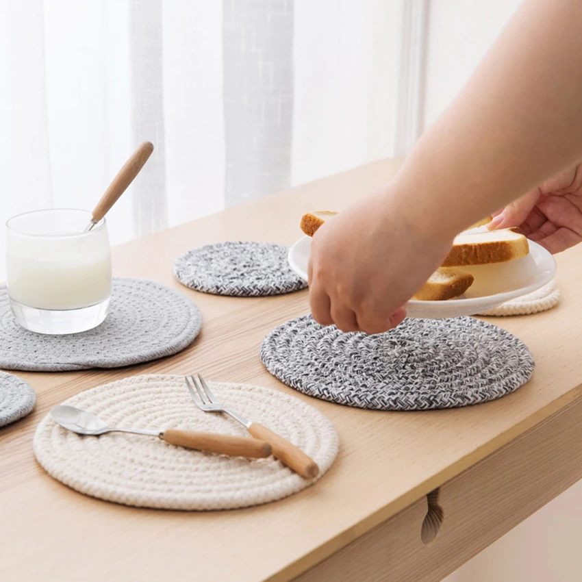 Круглые салфетки подставки ручной работы коврики для кухонного стола хлопковые