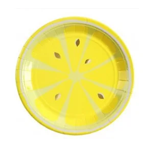 8pcs yellow plates 8 шт. 7-дюймовый цитрусовый фрукт Бумага пластина вечерние посуда комплект поставки одежда для свадьбы, дня рождения Декор Пижама для детей и взрослых, барбекю салфетка для пикника - Цвет: 8pcs yellow plates
