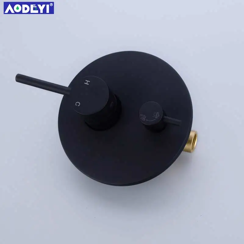 Двухфункциональный матовый черный круглый смеситель для душа AODEYI из твердой