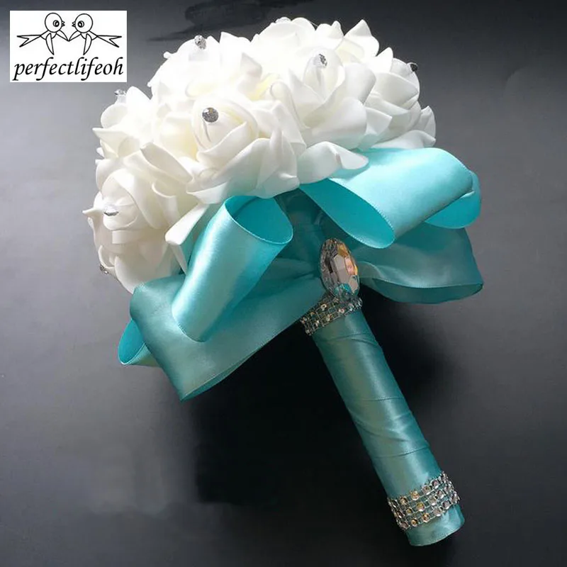 Элегантный Королевский синий свадебный букет perfectlifeoh Искусственные Свадебные