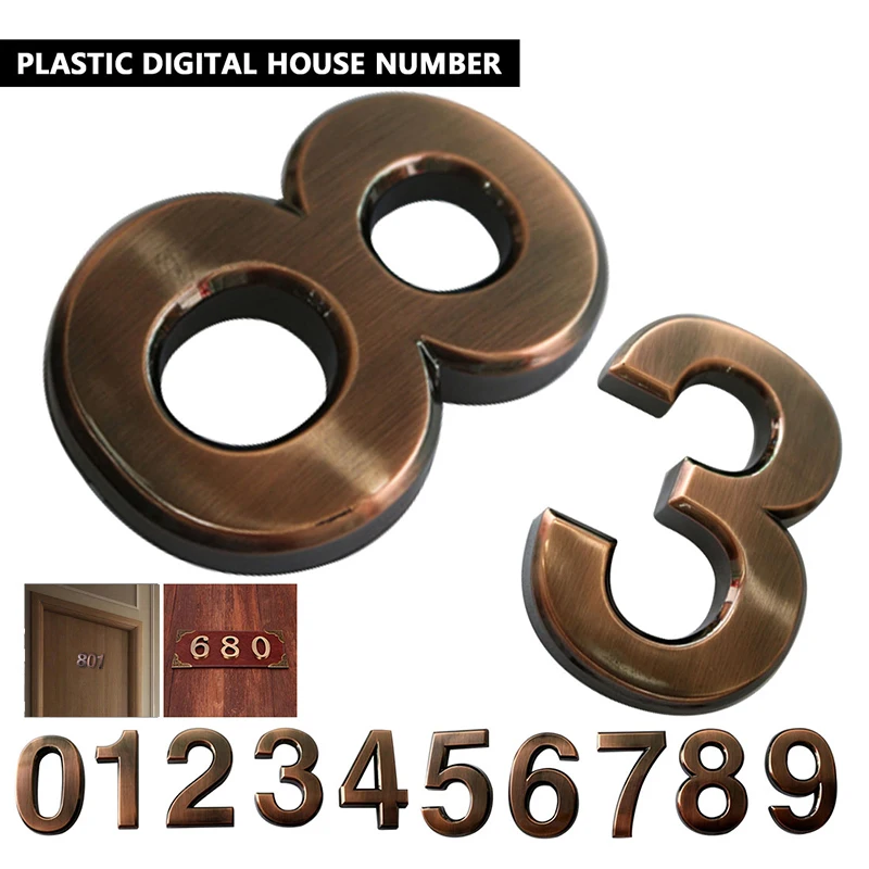 1pc 5cm 0-9 Modern Plaque Number Digits Sticker Plate Bronze Color Door Sign Apartment Hotel Car DIY Logo | Дом и сад