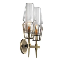 Modern Wall Lamp 2 Arm Glass Sconce Luminaire Gold Metal Plated For Bathroom Corridor Bedroom Light Art Home Lighting Lamparas