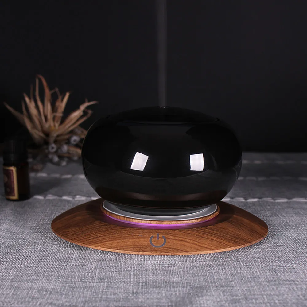 

Bluetooth Speaker Ceramic Aroma Essential Oil Diffuser Waterless Auto Shut-off 7 Color LED Ultrasonic Humidifier-Black