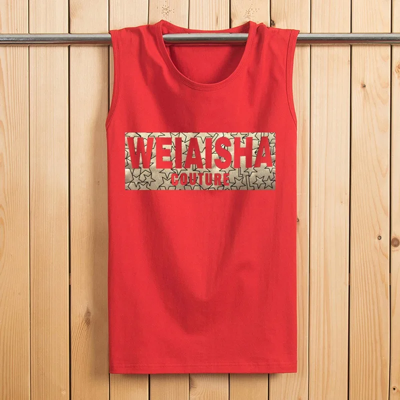 Красный MFERLIER мужские майки для фитнеса размера плюс 5XL 6XL 8XL 7XL wolf дешевые свободные хлопковые топы без рукавов с мячом для баскетбола футболки Синие крутые - Цвет: Красный