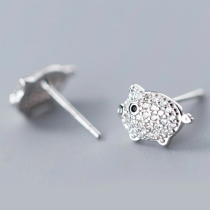 G0455 silver 925 пробы серебряные милые серьги-гвоздики с животными для женщин Повседневный стиль серьги для девочки индивидуальный Стерлинговое Серебро-ювелирные изделия - Окраска металла: G0455 silver