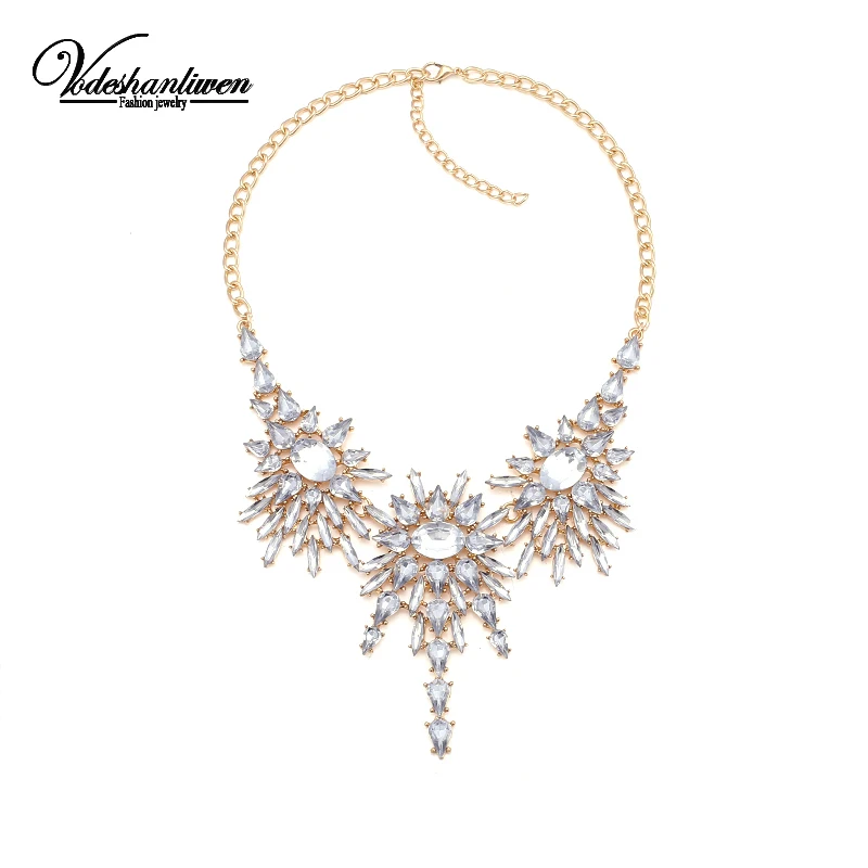 Vodeshanliwen New Luxury Brand Crystal Necklaces & Pendants Sexy Women Wedding Collar Statement Necklace Colorful Accessories | Украшения