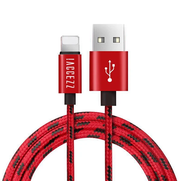 Red ACCEZZ нейлоновый usb-кабель для зарядки Iphone X XS Max XR 5S 6S 6 7 8 5C Plus, шнур для быстрой зарядки телефона, кабель для зарядки и передачи данных - Цвет: Red