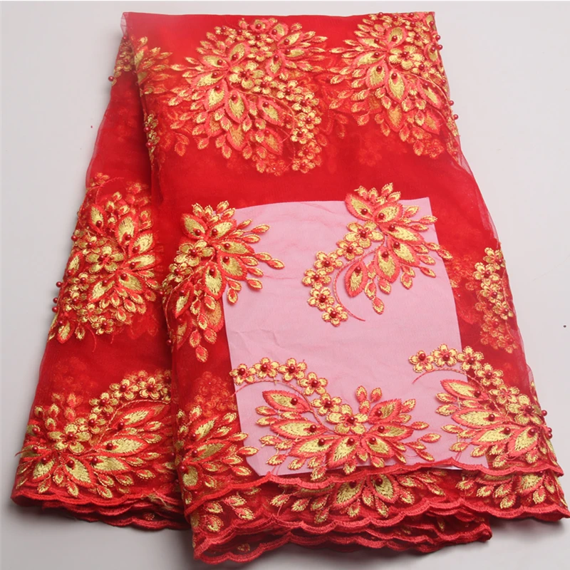 Бесплатная Доставка кружева Африканского Высокое Качество Бисером Чистая