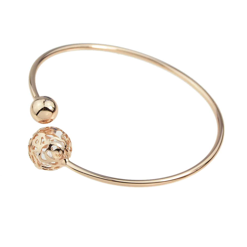 Feelshine Rose Gold Silver Color With Rhinestone Hollow Out Pattern Ball Shape Open Cuff Bracelets Bangles For Women Jewelry | Украшения и