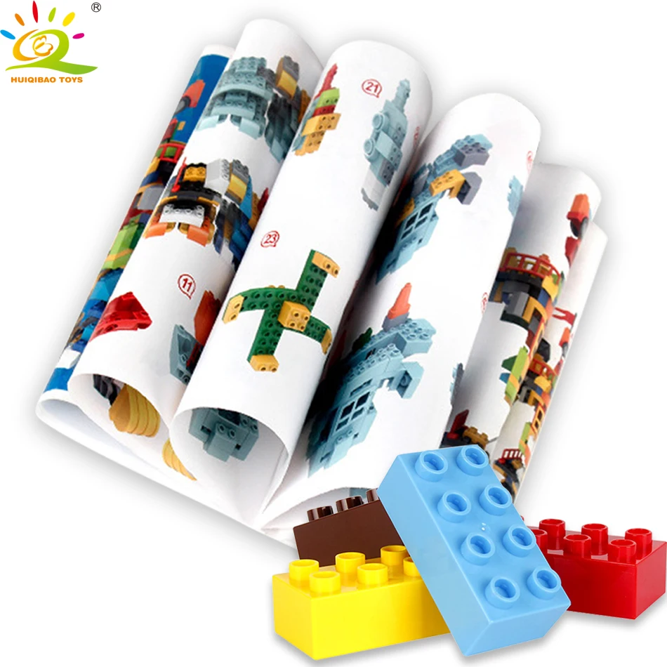 

HUIQIBAO 63pcs Transform Engineering Bulldozer Robot Big Size Building Blocks Large City DIY Bricks Toys For Children