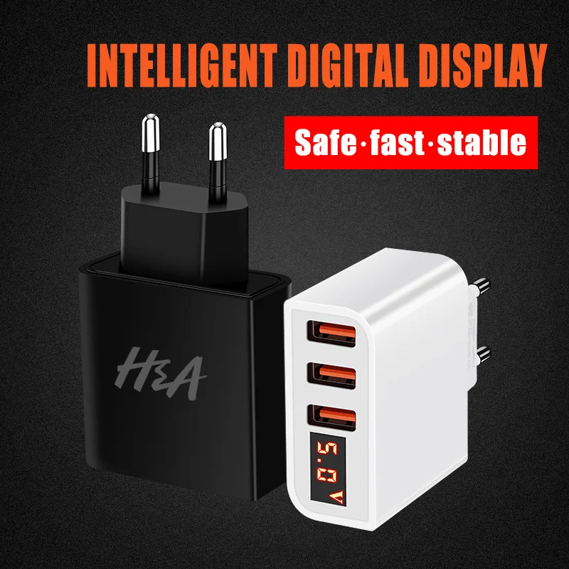 H& A Универсальный 3/4 порт USB зарядное устройство светодиодный дисплей ЕС вилка зарядное устройство для iPhone X XS для samsung S9 S8 зарядное устройство для мобильного телефона