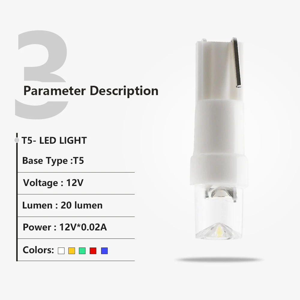 50 шт. 200 500 Led T5 светильник для приборной панели DC 12 В 74 Предупреждение ющий