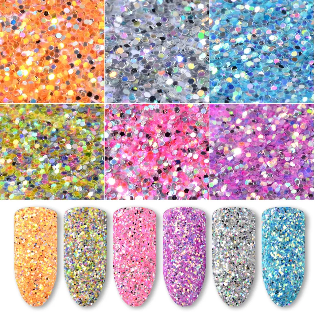 6 шт. блестящие ультратонкие Блестки для ногтей|nail glitter|glitter sequinround nail glitter |